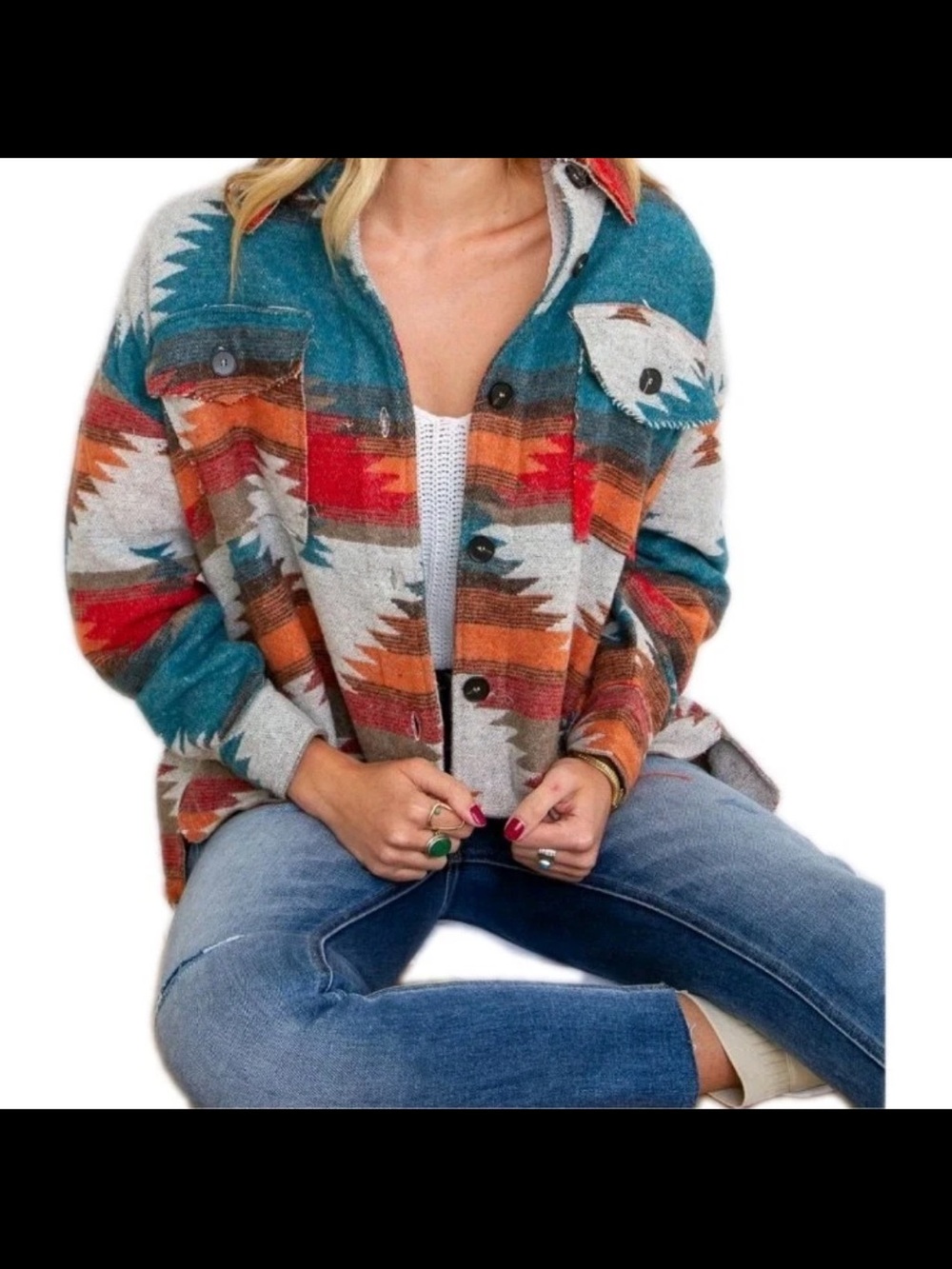 La Miel Short Large Western Tribal Shacket Jacket